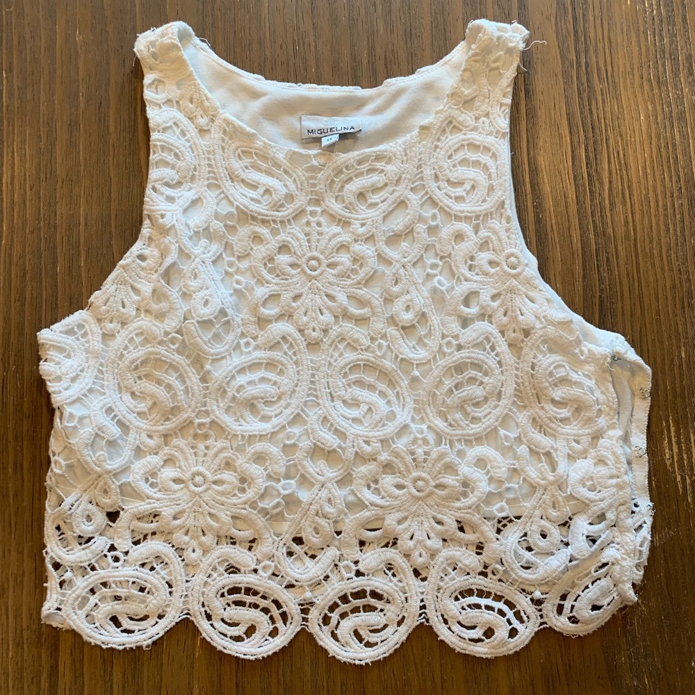 White Crochet Tank Top